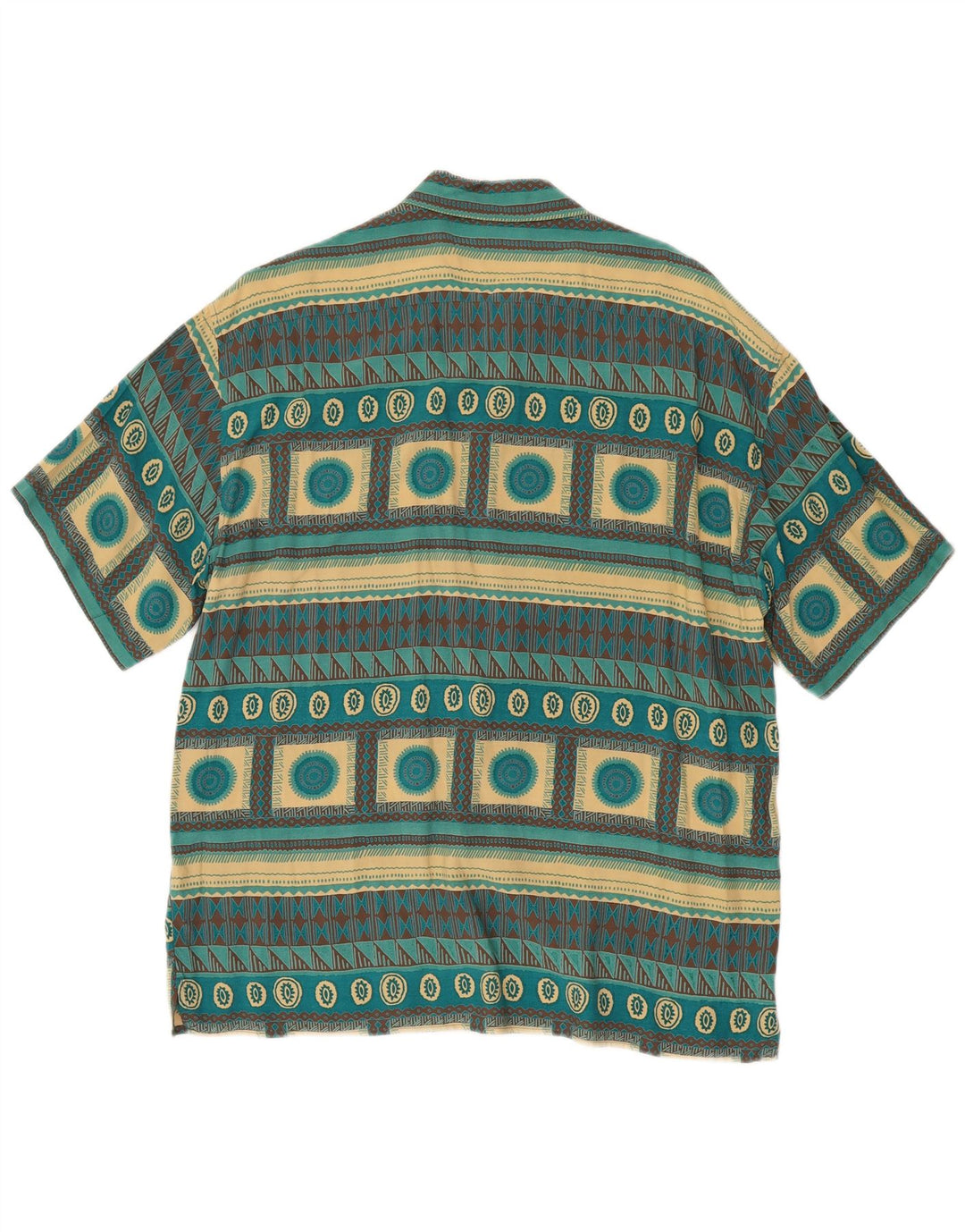 Camisa masculina de manga curta Ciao grande geométrica turquesa