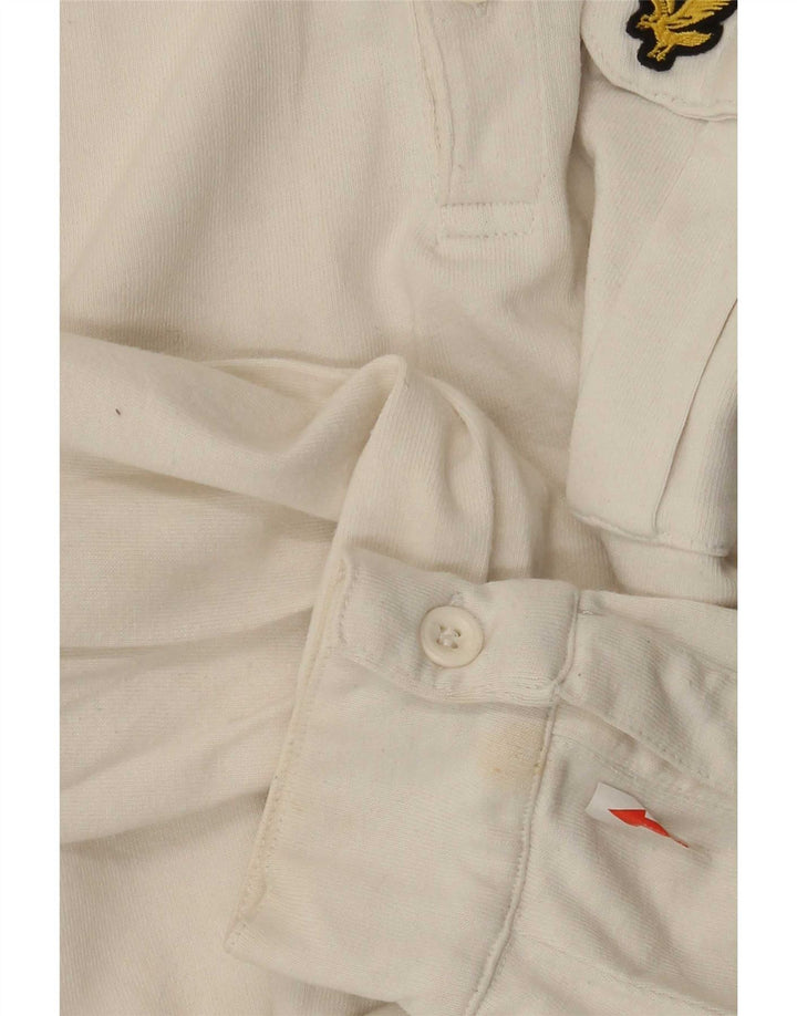 Camisa polo masculina regular de manga comprida Lyle & Scott, algodão branco médio