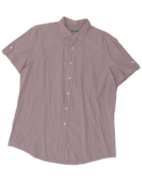 Camisa masculina de manga curta Benetton grande roxo guingão