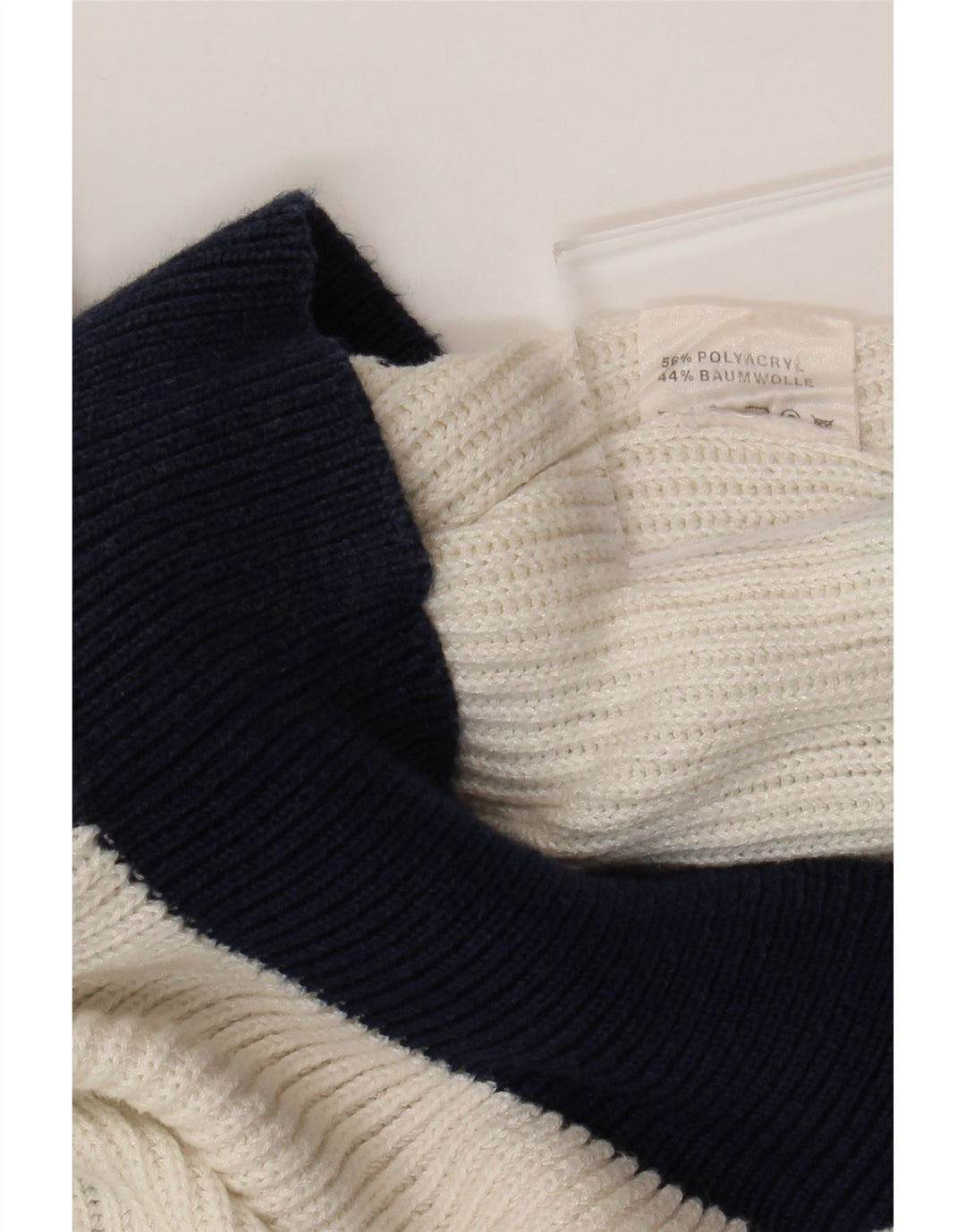 Suéter feminino VINTAGE com decote em V UK 16 grande bloco colorido branco