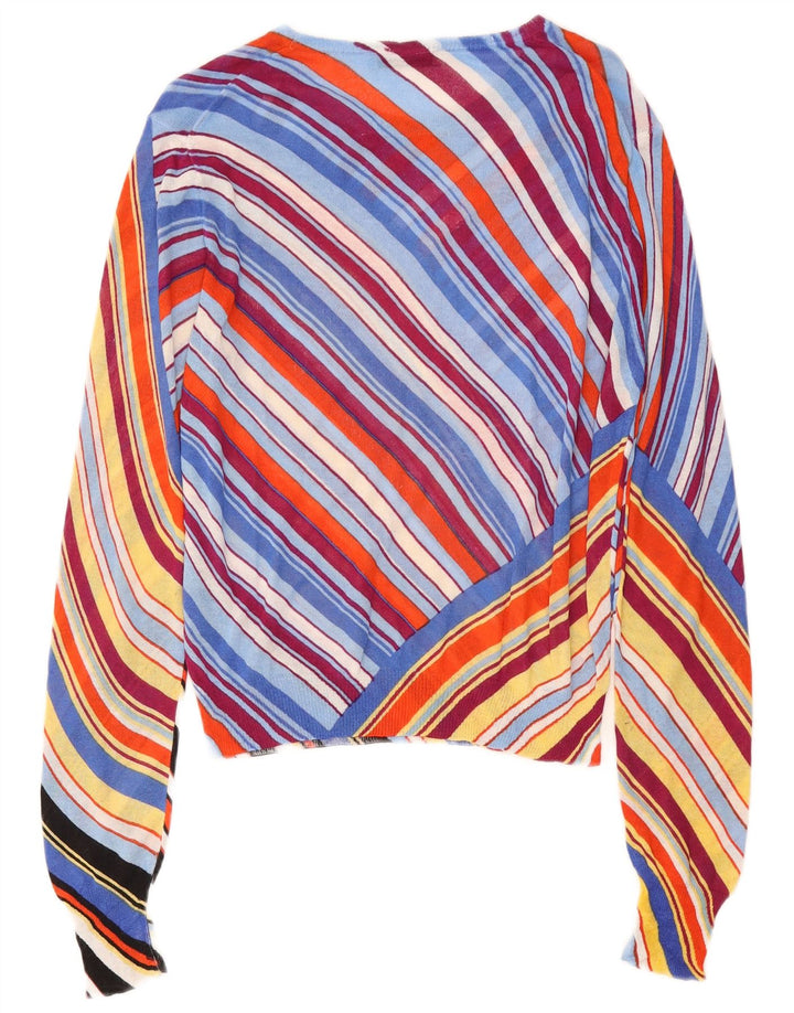 Zara Suéter feminino com gola canoa e listrado médio multicolorido Reino Unido 12