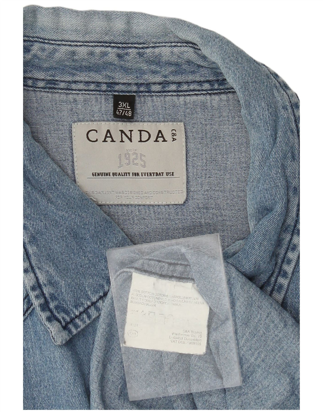 Camisa jeans masculina CANDA tamanho 47/48 3XL algodão azul