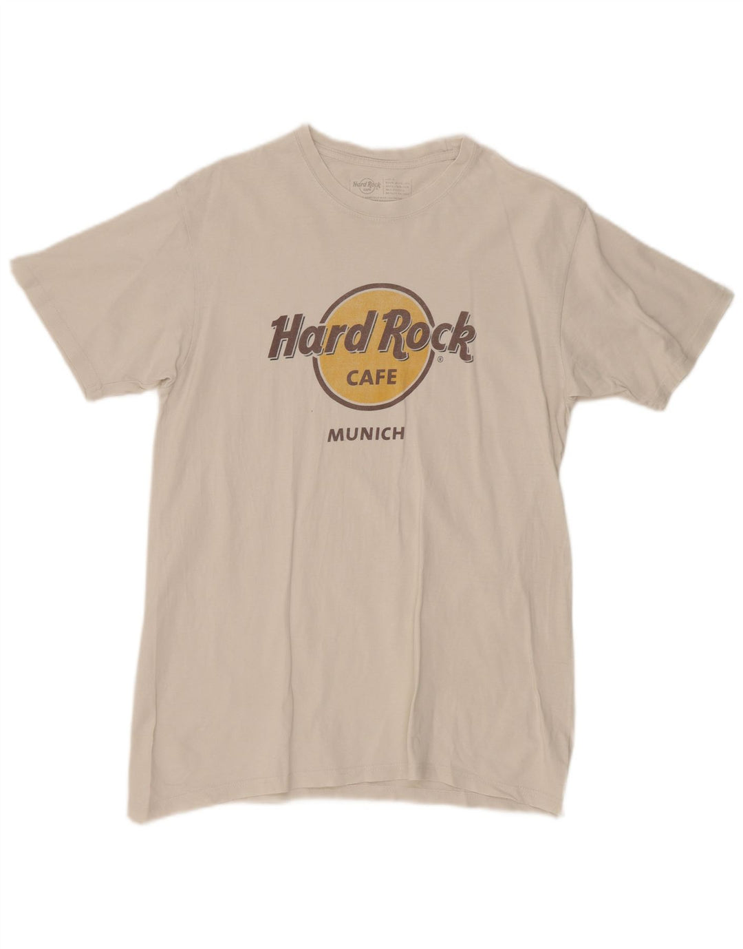 Camiseta masculina Hard Rock Cafe Munique com estampa gráfica de algodão branco médio