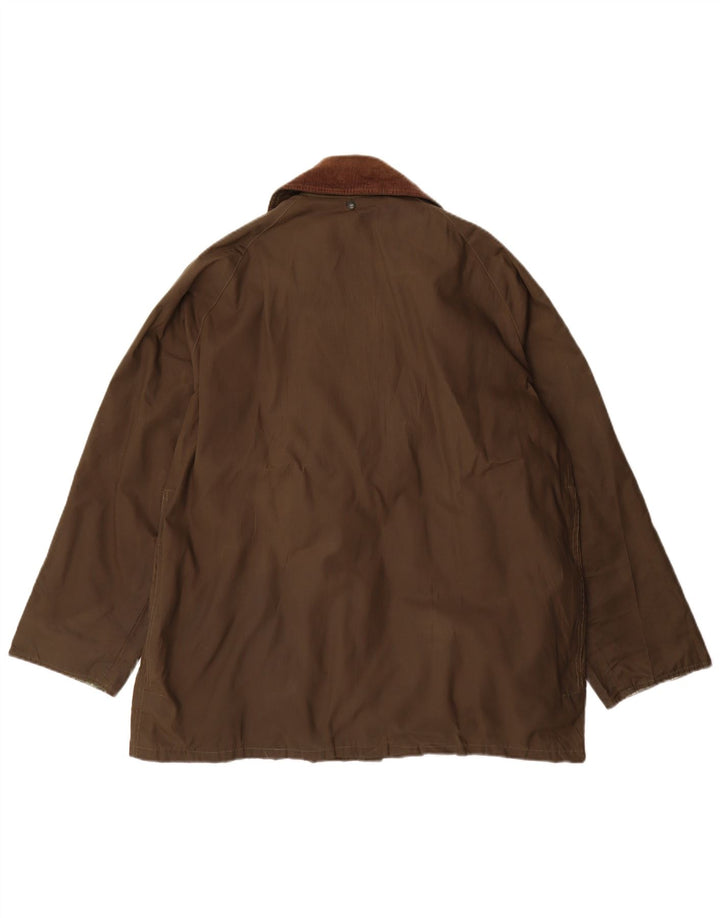 Revestimento de algodão encerado de ajuste fraco dos homens do vintage Poliéster cáqui pequeno Reino Unido 36