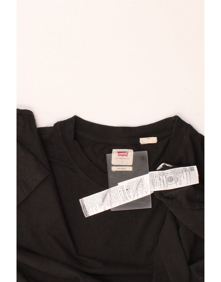 LEVI'S Mens Relaxed T-Shirt Top Large Black Cotton Vintage Levi's and Second-Hand Levi's from Messina Hembry 