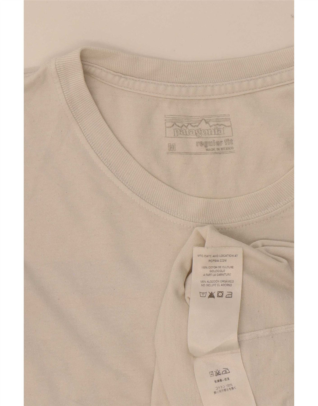 Camiseta masculina Patagonia Regular Fit gráfica top médio algodão branco