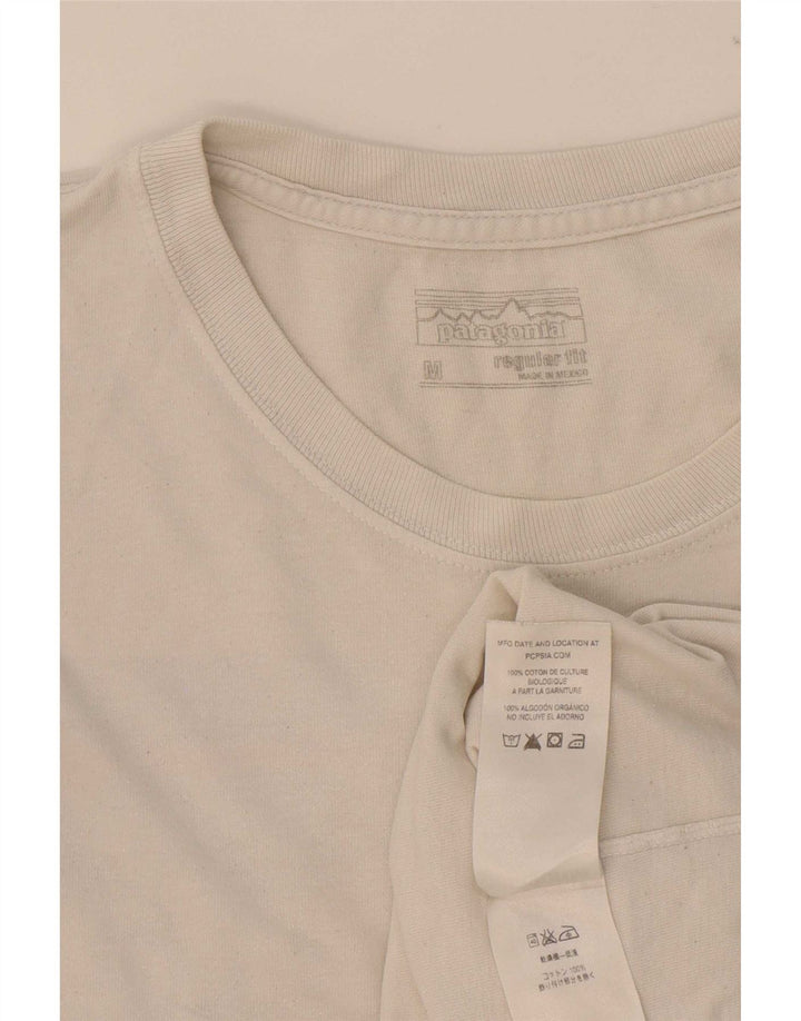 Camiseta masculina Patagonia Regular Fit gráfica top médio algodão branco
