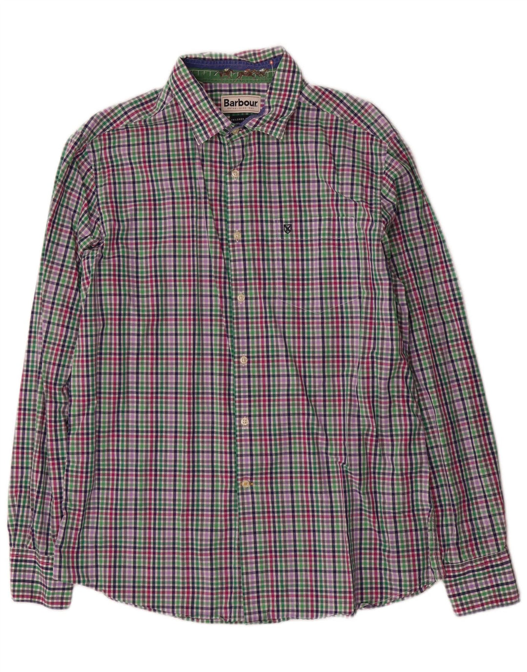 Camisa masculina Barbour Tailored Fit grande algodão xadrez multicolorido