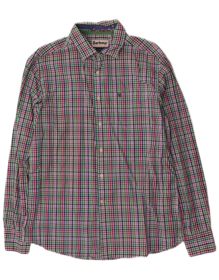 Camisa masculina Barbour Tailored Fit grande algodão xadrez multicolorido