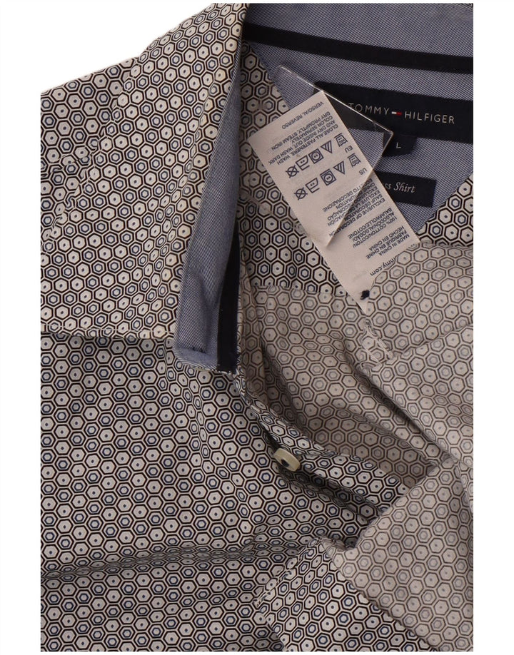 Camisa masculina TOMMY HILFIGER grande algodão manchado cinza