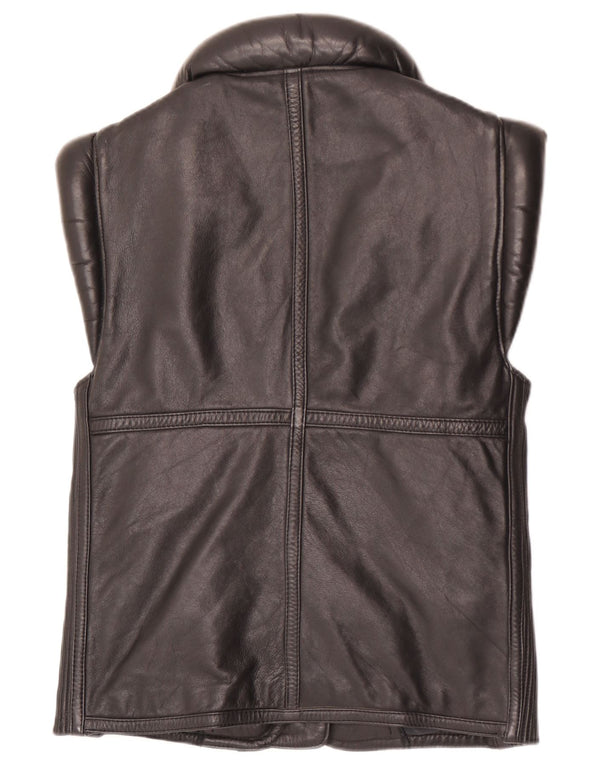 Colete de couro masculino vintage UK 38 couro preto médio