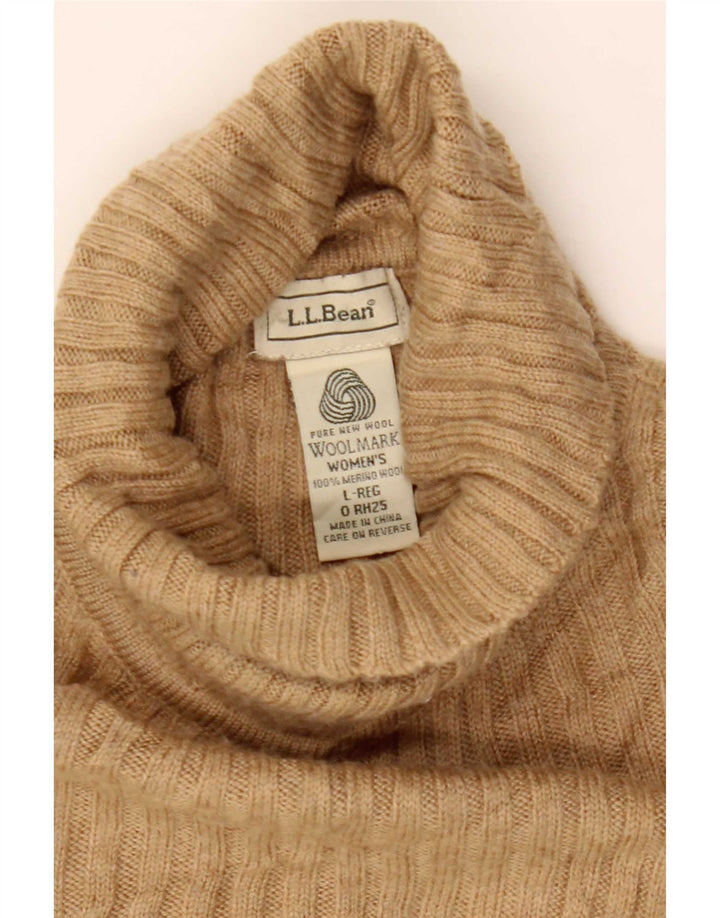 L.L.Bean Suéter feminino oversized com gola redonda Reino Unido 16 grande lã marrom