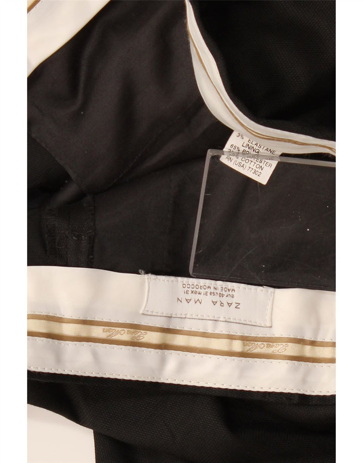 Calça chino reta masculina ZARA EU 40 médio W31 L28 poliéster preto