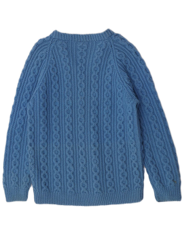 Suéter feminino vintage com decote em V e ajuste regular Reino Unido 18 XL azul