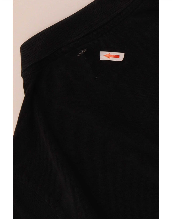 Camisa polo masculina Armani Jeans Custom Fit de algodão preto médio