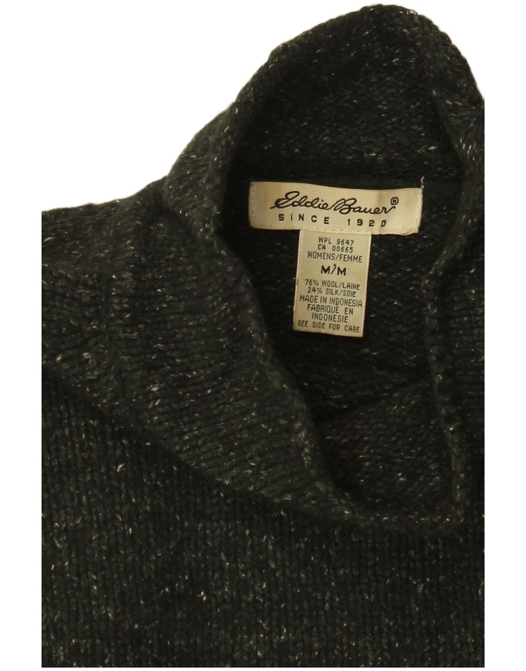 Suéter feminino EDDIE BAUER com gola tartaruga Reino Unido 14 médio cáqui salpicado