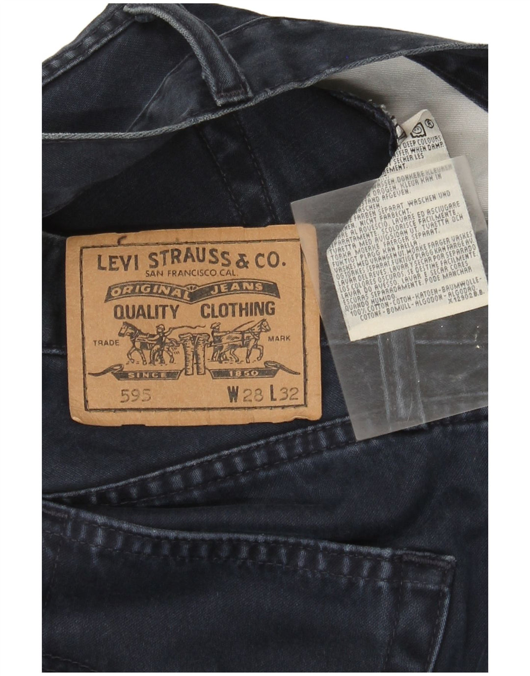 Calça jeans feminina Levi's 595 Straight W28 L29 azul marinho algodão