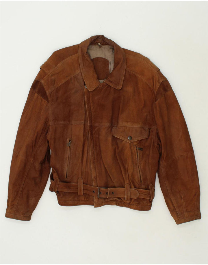Jaqueta masculina de camurça VINTAGE IT 56 3XL couro marrom