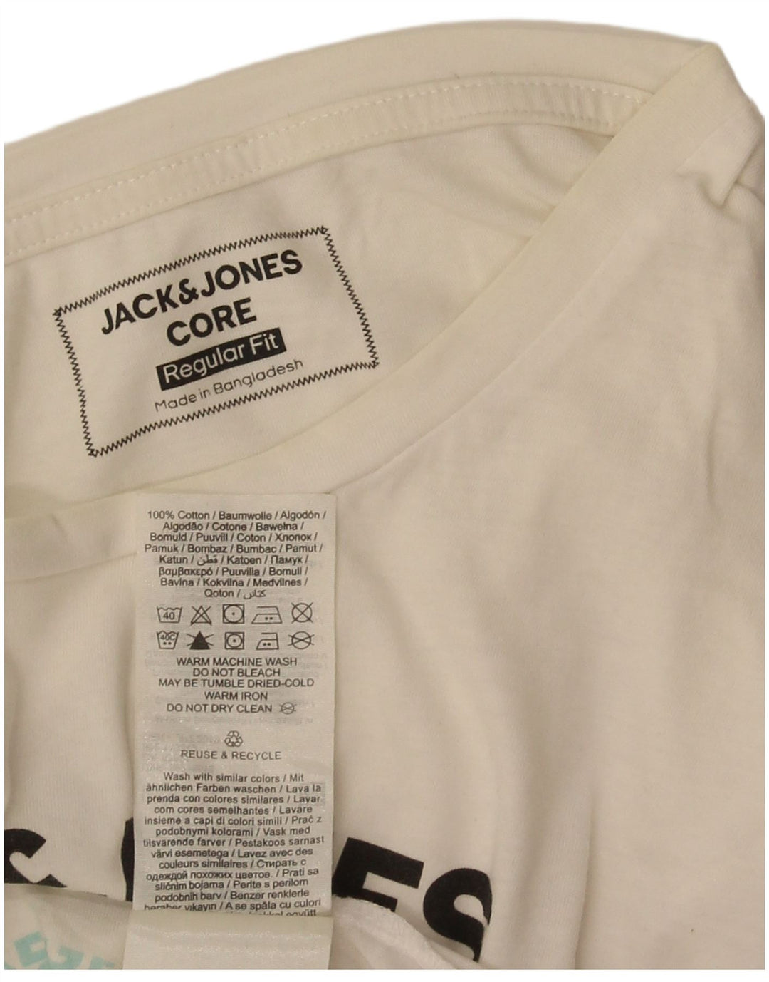 Camiseta masculina Jack & Jones Regular Fit gráfica top médio algodão branco