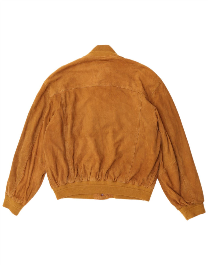 Jaqueta bomber masculina vintage de camurça IT 52 XL couro marrom