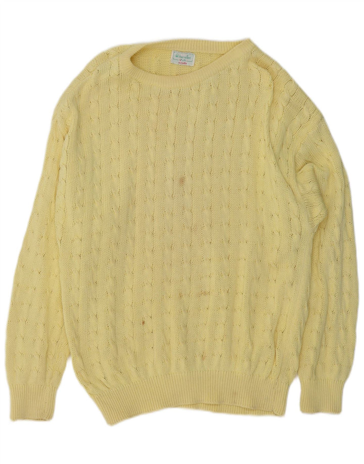 Suéter masculino Benetton com gola canoa IT 50 algodão amarelo médio
