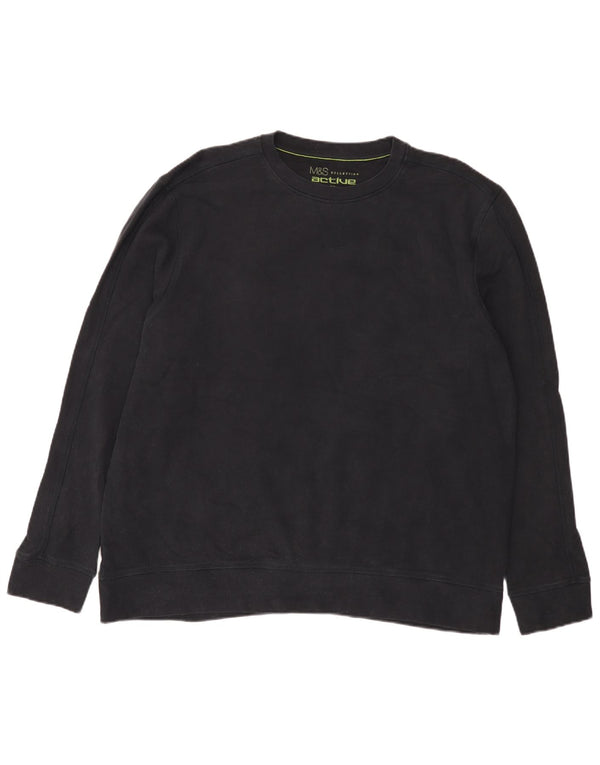 Suéter masculino Marks & Spencer de ajuste regular 2XL algodão azul marinho