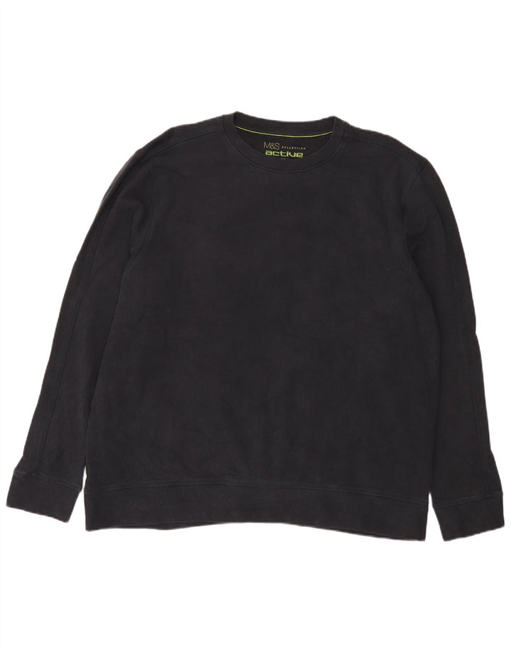 Suéter masculino Marks & Spencer de ajuste regular 2XL algodão azul marinho