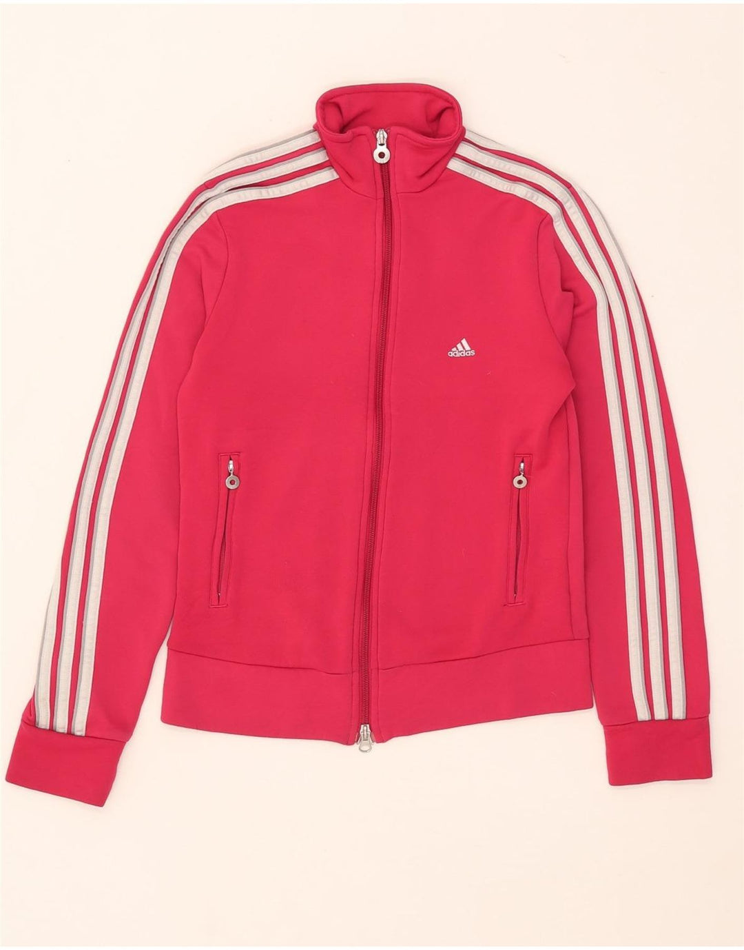 Adidas Womens Tracksuit Top Jacket UK 12 Médio Rosa Poliéster