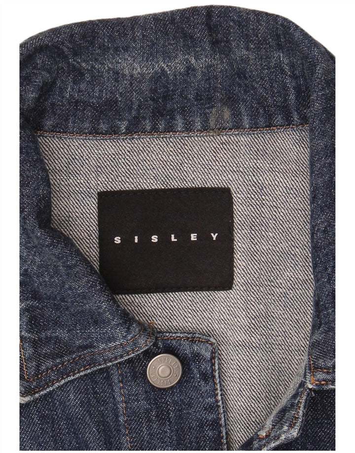 Jaqueta jeans masculina Sisley UK 36 pequena azul marinho