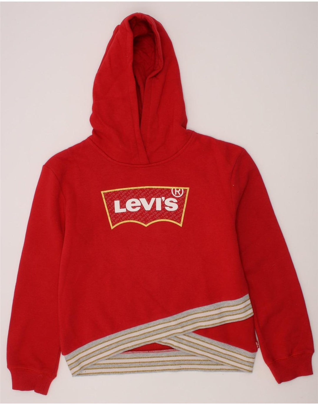 LEVI'S Girls Crop Graphic Hoodie Jumper 11-12 Years Red Cotton Vintage Levi's and Second-Hand Levi's from Messina Hembry 