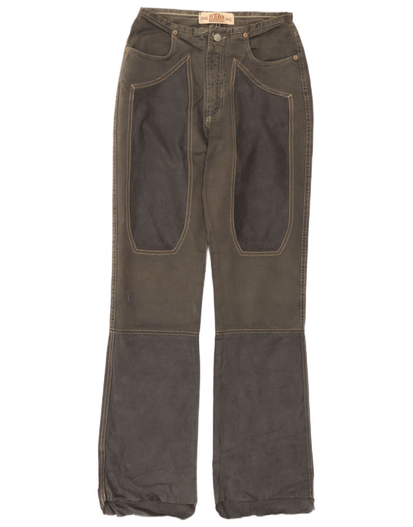 Calça casual feminina Jeckerson IT 40 pequena W26 L30 cinza colorblock