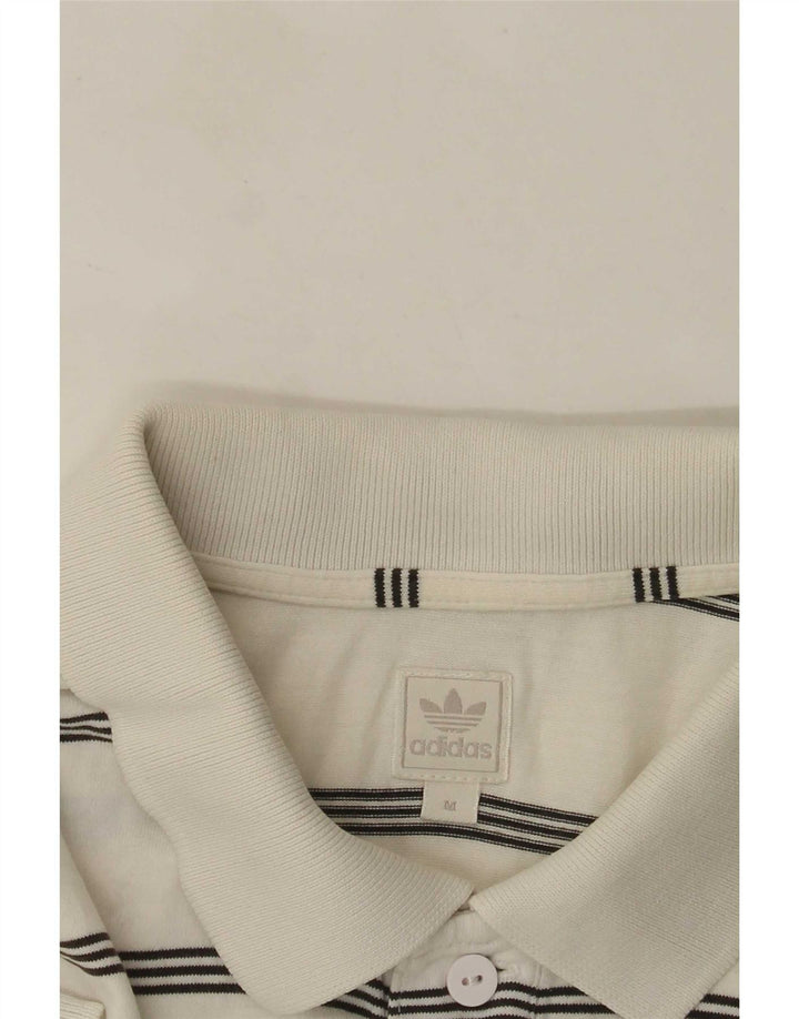 Camisa Polo Adidas Masculina Média Listrada Branca
