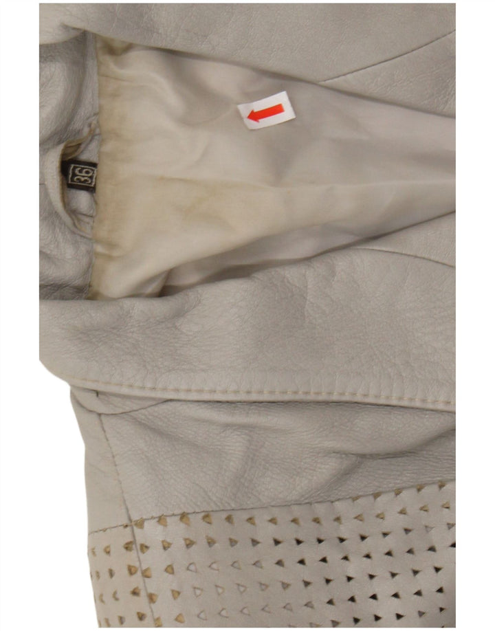 GABRIELLA BENELLI Jaqueta feminina oversized UE 36 pequena couro cinza