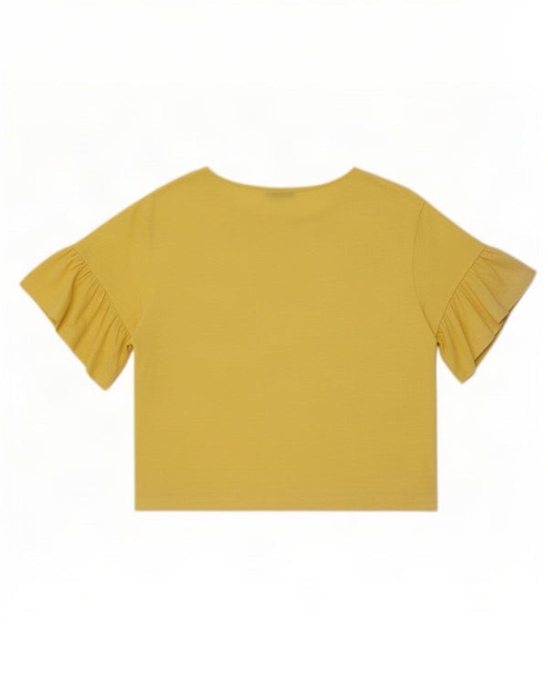 Zara Womens Oversized T-Shirt Top UK 10 Pequeno Algodão Amarelo