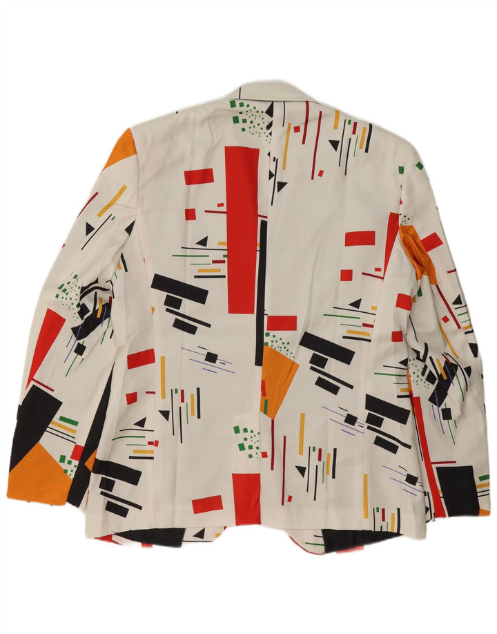 Jaqueta blazer masculina vintage com 1 botão Reino Unido 40 grande branco geométrico