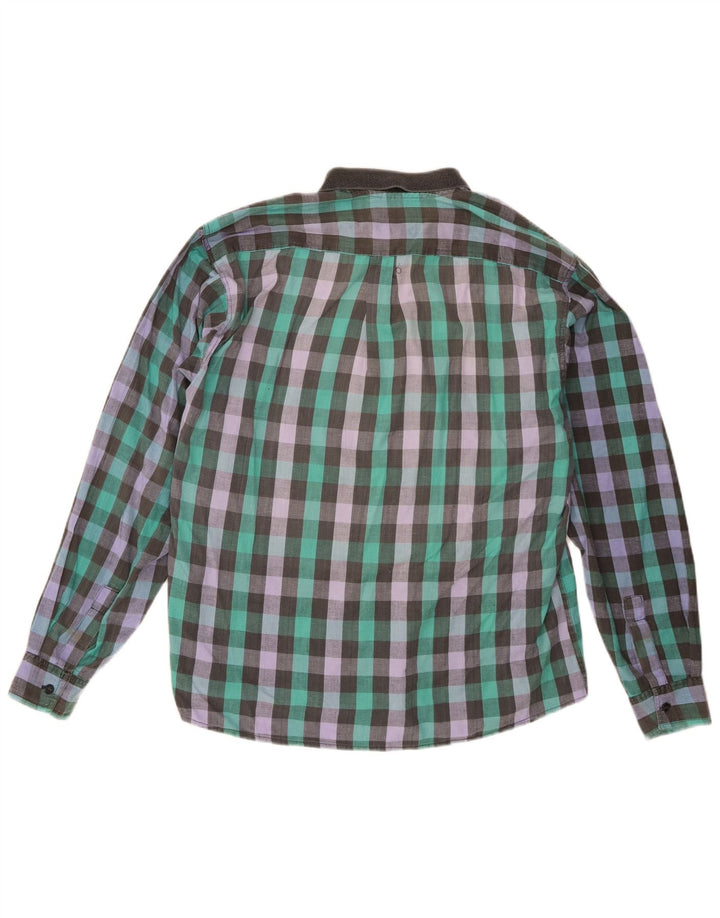 Camisa masculina vintage XL algodão guingão multicolorido
