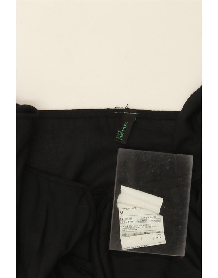 Blusa feminina de manga comprida BENETTON UK 14 viscose preta média