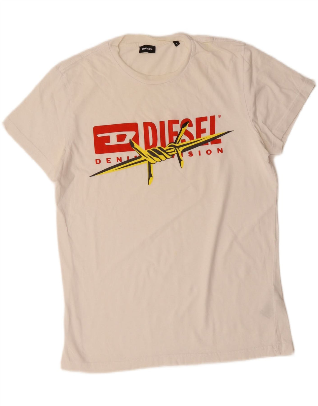 Diesel Camiseta masculina gráfica Top grande de algodão branco