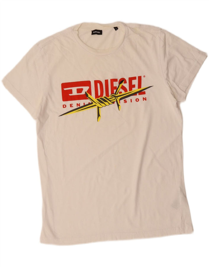 Diesel Camiseta masculina gráfica Top grande de algodão branco