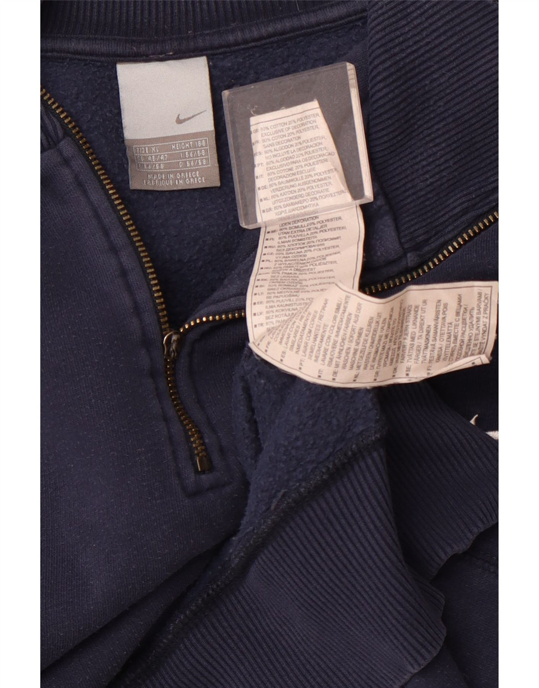 NIKE Masculino Zip Neck Moletom Jumper UK 45/47 XL Azul Marinho Algodão