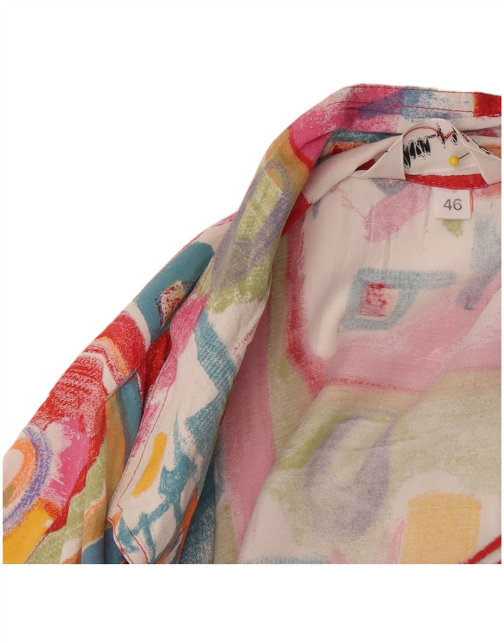 Camisa feminina vintage de manga curta IT 46 grandes retalhos multicoloridos