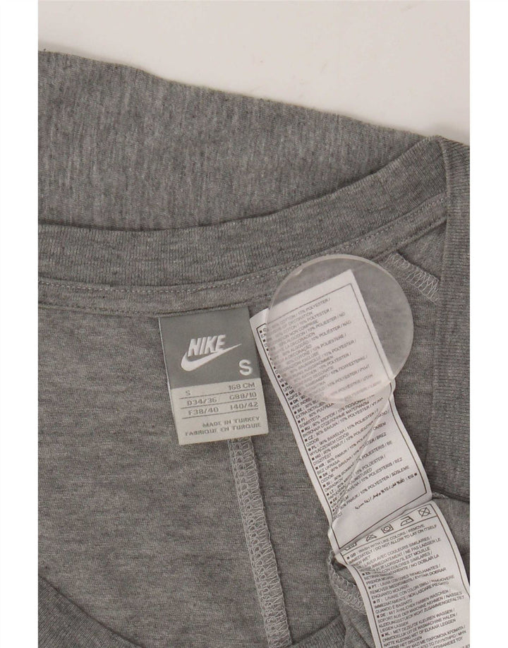 Top feminino Nike manga comprida UK 10 pequeno algodão cinza