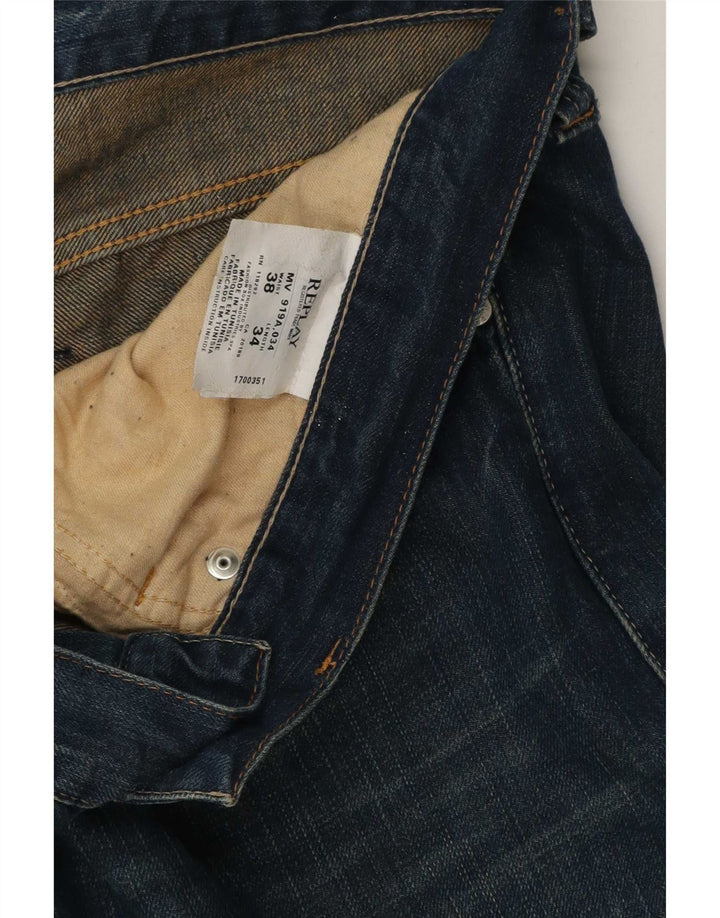 Replay Calça Jeans Reta Masculina W38 L29 Azul