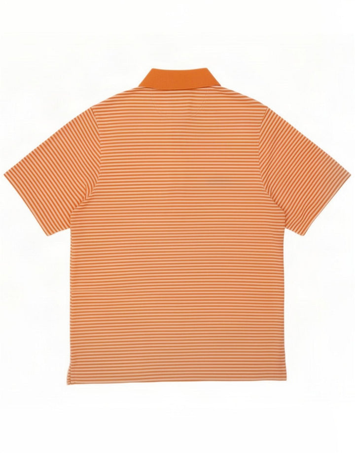 Greg Norman Camisa polo masculina XS laranja risca de giz poliéster