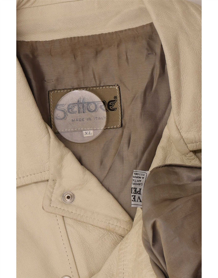 Jaqueta de couro masculina Settore Reino Unido 42 XL Bege