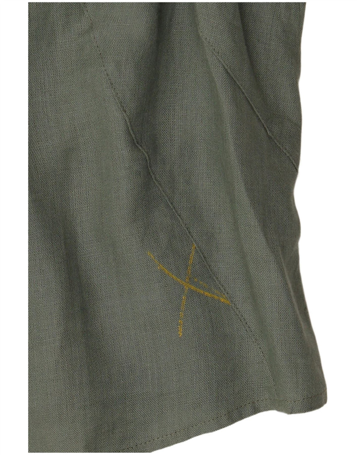 Blusa feminina Armani Jeans sem mangas com botões duplos IT 48 XL cáqui