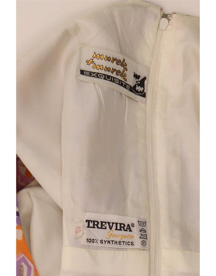 Vestido feminino Murek sem mangas com bainha UE 40 médio roxo geométrico