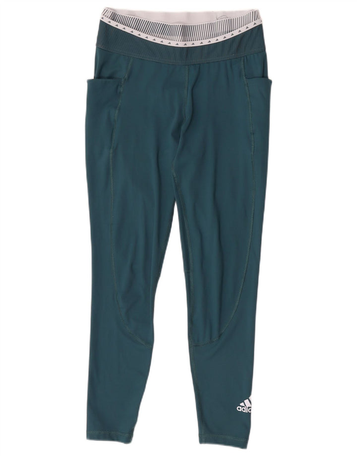 Adidas Womens Graphic Leggings UK 12/14 Médio Verde Colorblock Poliéster