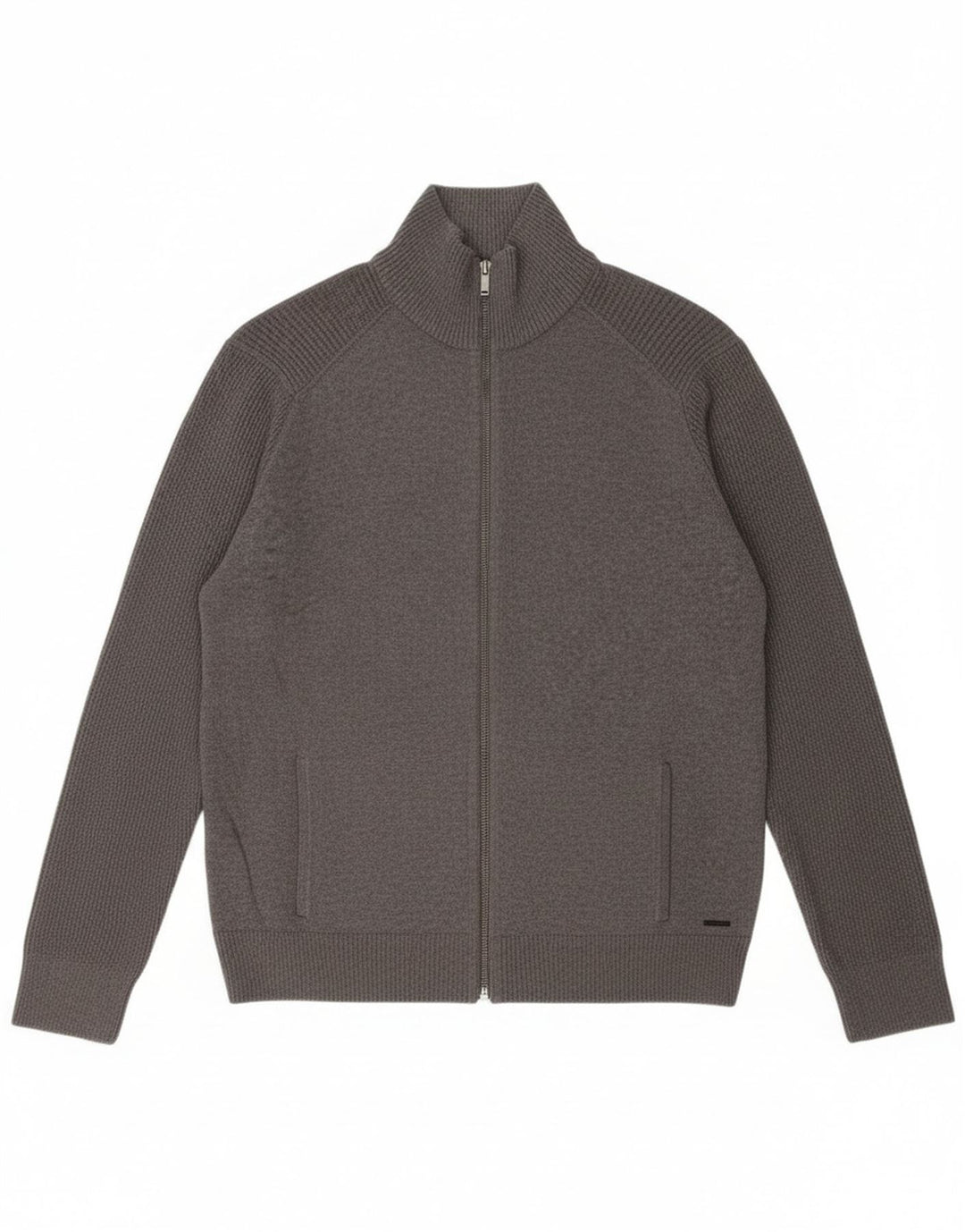 Suéter cardigã masculino Calvin Klein Jeans grande algodão cinza
