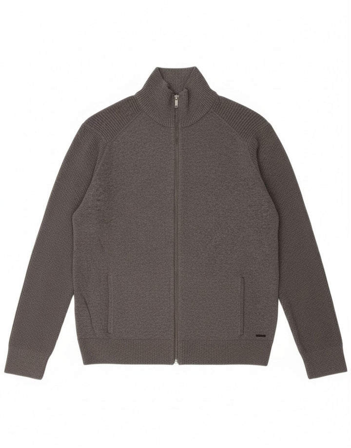 Suéter cardigã masculino Calvin Klein Jeans grande algodão cinza
